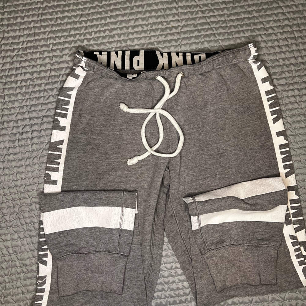 PINK Victorias Secret grey sweat joggers with elastic waist band